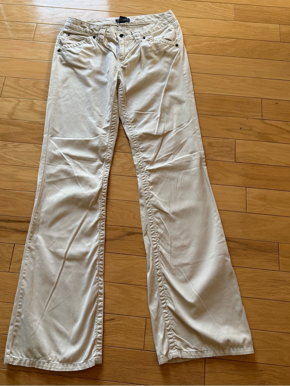 Banana Republic Cotton Womens Pants Beige Solid Flat Front With Pockets